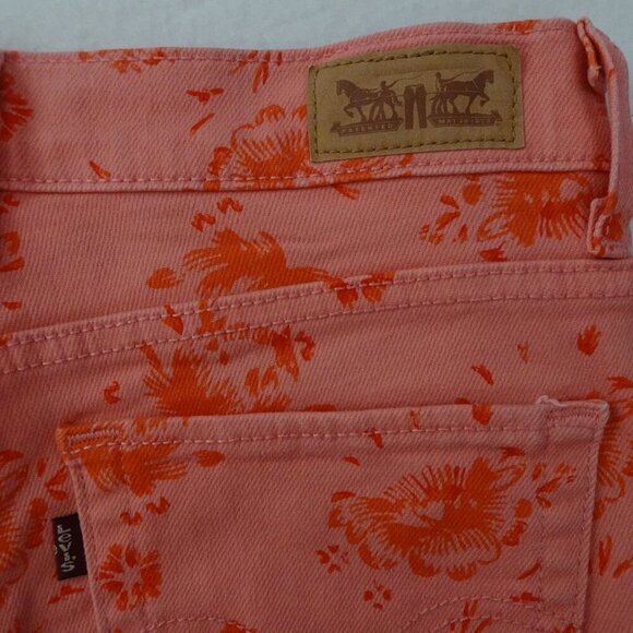 Levi’s Women’s 512 Slimming Straight Leg Jeans Size 4 Pink Coral Floral 26x30 - Picture 7 of 10